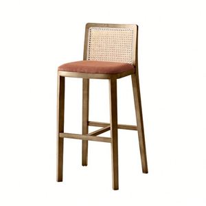 Tabouret de bar en rotin en bois massif Chaises pour manger pour la maison Bars Hôtels Restaurants ou cafés Tabouret d'assise - Product Image 2