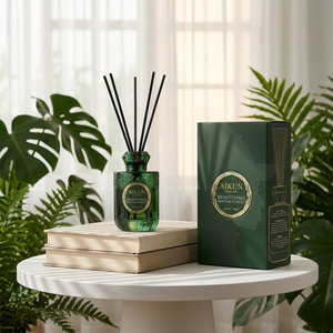 Aikun Low MOQ OEM Luxury Rigid Box Glass Square <b>Bottle</b> 150ml High Concentration Long Lasting Reed Diffuser Set With Custom Scent - Product Image 1