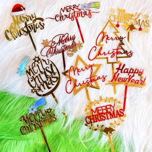 ท็อปเปอร์เค้กอะคริลิคคริสต์มาสลายน้ำผึ้งและรสหวาน ตกแต่งเค้กสองชั้นสำหรับงานเลี้ยงวันหยุด โต๊ะของหวาน - Product Image 5