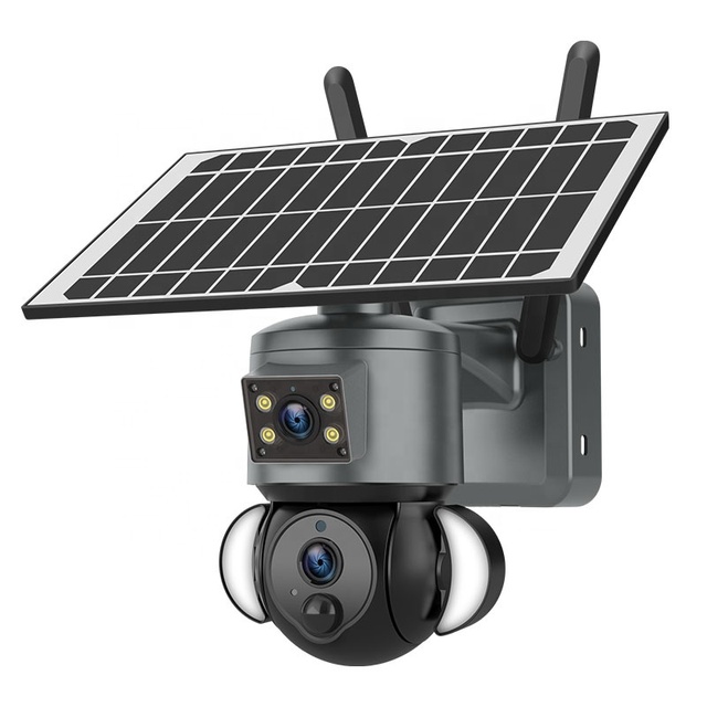 4G Solar Camera Outdoor 6MP Surveillance Camera With Solar Panel Dual Lens Dual View PTZ Security Camera