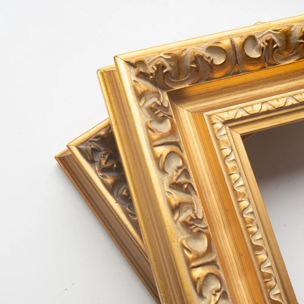 Üreticileri toptan süslü klasik altın katı ahşap resim çerçevesi kalıplama sanat galerisi için