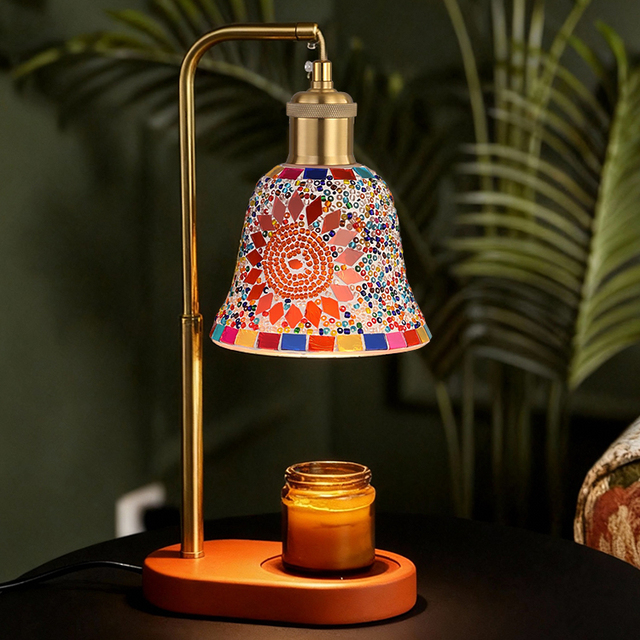 Turkish Style Mosaic Multicolor Handmade Glass Electric Candle Candle Warmer Lamp Indoor Decoration Table Lamp