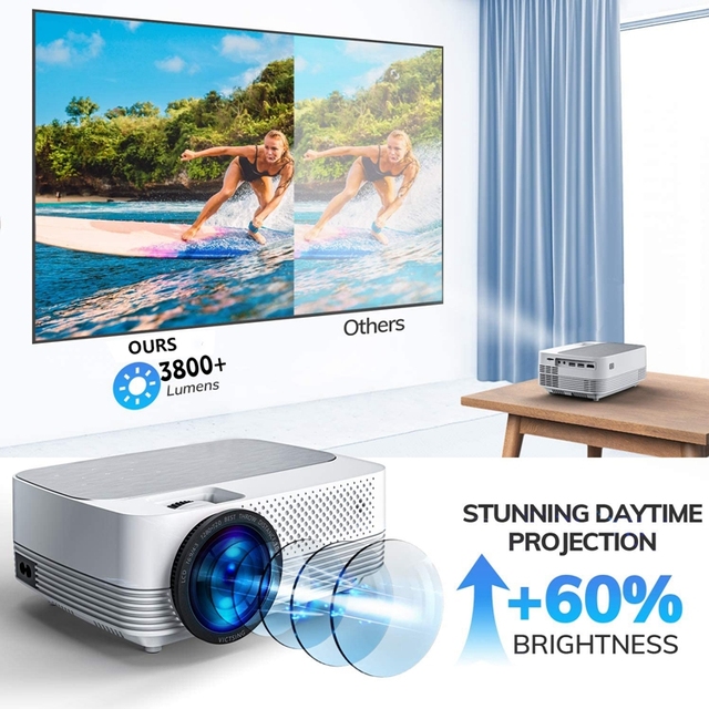 LED Movie TV HD 1080P 4000 Lumens Projector with Built-in Speakers for Home Theater Use