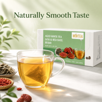 Thé Blanc Vieilli, Goji, Dattes Rouges, Reishi – 30 Sachets – Boisson Quotidienne Naturelle Pure à Base de Plantes pour le Bien-être – Vente Directe Usine – OEM Marque Privée