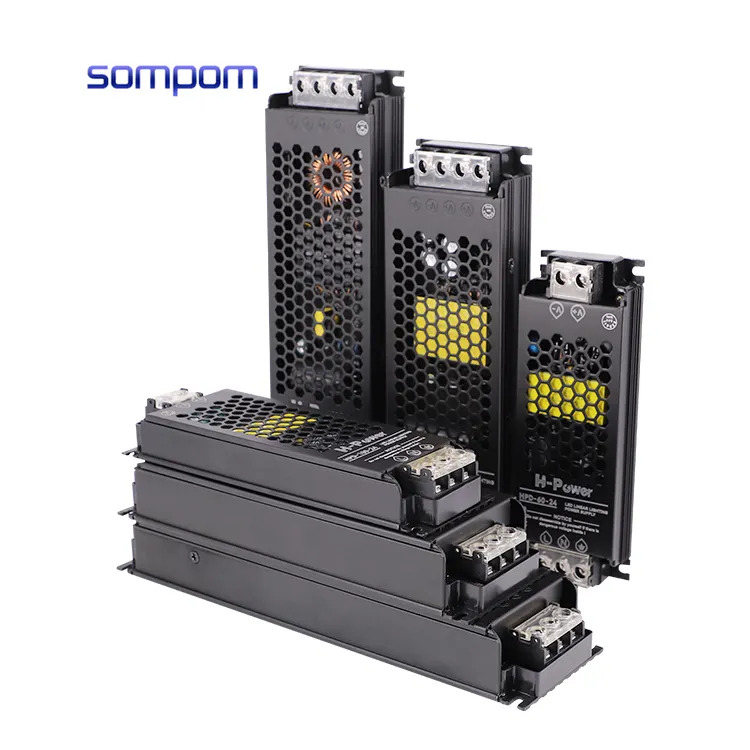 SOMPOM Power Supply 12V 24V 48V 60 100 150W SMPS Slim & Thin LED Driver IP40 Waterproof Switching Power Supply for LED Strip
