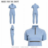 Tenue d'infirmière extensible à col zippé pour femmes, idéale pour cliniques et salons de beauté (OEM/ODM)