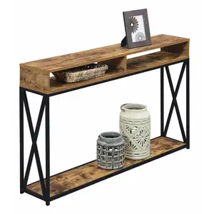 Console Table narrow entryway table with Storage Shelves and cubes and metal frame for Entryway Front Hall Industrial Sofa Table