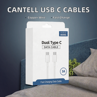 Câble de charge rapide USB-C Type-C 1m 3A en gros de l'usine Cantell, conducteur en cuivre pur, PVC TPE pour appareil photo, ordinateur, Android