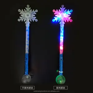 2023 Hot Selling Snowflake Shape Led Stick Children Colorful Christmas Promotional Gift Led Flashing Snowflake Stick