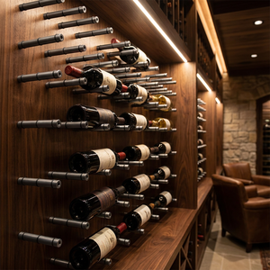 Suporte de Parede Moderno em Alumínio para Vinhos, Elegante Suporte de Garrafas com Pinos de Parede, Expositor de Vinhos que Economiza Espaço para Bar Doméstico - Product Image 2