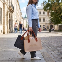 Sac de rangement en feutre de style nordique minimaliste, sac de courses réutilisable portable avec poignées robustes
