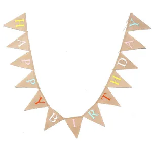 Best Quality Celebration Decoration Custom Polyester Fabric Pennant String Flag Triangle Banner Bunting flag