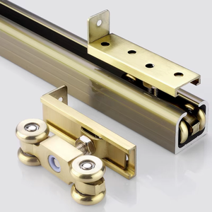 כבד חובה דלת הזזה מסלול התלייה גלגל מדריך רכבת מוצק זכוכית הזזה דלת תליית מעקה כל מתכת מגלגלת - Product Image 2