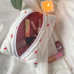 Neceser Floral hecho a mano lindo estético Rosa neceser flor coqueta accesorios bolsa de algodón <span class=keywords><strong>para</strong></span> mujer - Product Image 5