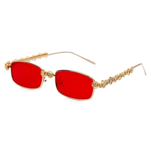 Gafas de sol rectangulares con diamantes de imitación para mujer Vintage Steampunk Crystal UV400 Oculos con <span class=keywords><strong>lentes</strong></span> de espejo - Product Image 2