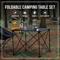 Table pliante d'extérieur en alliage d'aluminium, base carrée simple, pour 4 personnes, portable, pour camping, pique-nique, barbecue, voyage en voiture