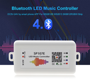 SP107E DC5-24V BT <span class=keywords><strong>LED</strong></span>音乐控制器RGB SPI <span class=keywords><strong>LED</strong></span>控制器通过手机应用程序为WS2812 SK6812 APA102 LPD8806条形灯