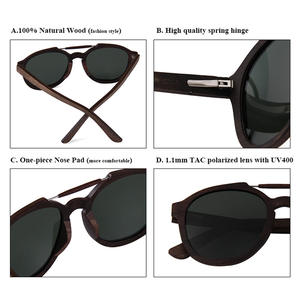 Lunettes de soleil à monture en bois, forme ovale, verres polarisés UV400, unisexe, protection solaire, voyage, conduite, mode W3082 - Product Image 3