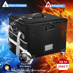 Bolsa de documentos A4, caja organizadora de almacenamiento de archivos, material ignífugo, forma de caja de letras con ruedas, cremallera y cerradura - Product Image 5