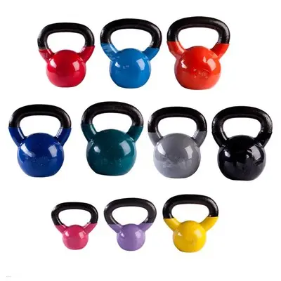 Concorso di accessori per macchine per il fitness all'ingrosso colorato kettlebell in vinile da 15kg