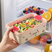Boîte à lunch rectangulaire en forme de cerise, bento étanche avec sac isotherme, ensemble de boîtes à lunch, récipient de stockage alimentaire