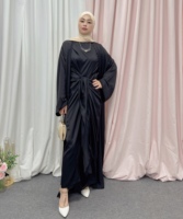 Costume deux pièces personnalisé de couleur unie de dubaï turquie LR514 Robes musulmanes islamiques pour femmes