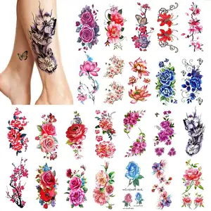 3D Flowers tatuaggi temporanei per le donne Body Art Arm Sketch Tattoo Stickers per donne e ragazze - Product Image 1