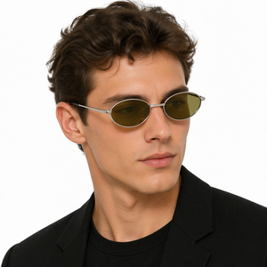 Logo Custom 2026 Fashion Retro Metal <b>Small</b> <b>Frame</b> <b>Sunglasses</b> UV400 Alloy Oval Sun Glasses for Men Women - Product Image 2