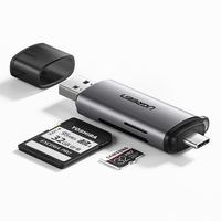 Lecteur de carte mini USB UGREEN USB C USB 3.0 vers adaptateur de lecteur de carte mémoire pour appareil photo externe Photo Lecteur de carte multi-cartes intelligent