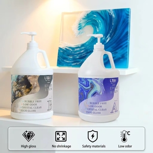 LEQU Happy And Fun 1 Gallon Crystal <b>Clear</b> Epoxy Resin Kit, AB Adhesive for Casting Coating Wood Table & DIY Crafts - Product Image 2