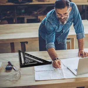 12-дюймовая треугольная линейка из алюминиевого сплава, метрическая и имперская шкала, точность 45/90 градусов по дереву - Product Image 6