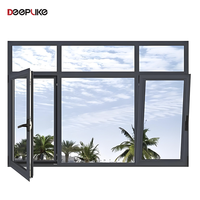 Ventanas y Puertas Abatibles de Aluminio con Rotura de Puente Térmico y Resistentes a la Lluvia, Ventana Abatible con Vidrio Templado Doble Capa Tintado