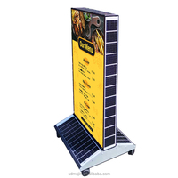 Boîte à lumière LED solaire verticale double face avec capteur de lumière automatique, en alliage d'aluminium, pour enseigne publicitaire décorative extérieure commerciale