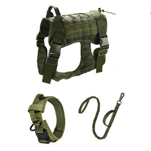 Chaleco Táctico para Perros, Arnés de Entrenamiento Mediano y Grande con Cierre de Botón, Conjunto de Correa de Collar de Perro <span class=keywords><strong>K9</strong></span> de Camuflaje de Nailon para Exteriores - Product Image 5
