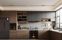 Meubles de cuisine modulaires en L modernes et personnalisés avec évier pour villa