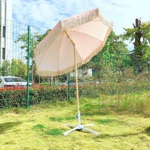 Parasol de plage 2M en polyester avec franges, mât en alliage d'aluminium, protection solaire extérieure pour jardin et terrasse - Product Image 1