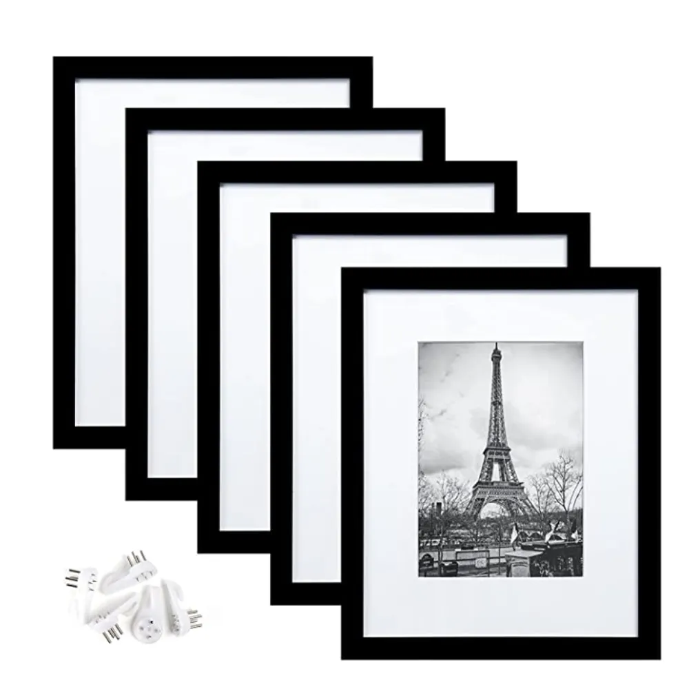 Marcos de fotos de madera, imágenes de pantalla juego de 5, 6x8 con estera o 9x12, sin estera, para pared y galería, 9x12