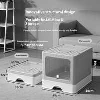 Toilette pour animaux entièrement fermée, facile à nettoyer, bac à litière pour chat en PP, design tiroir en acier inoxydable, taille extra-large, anti-éclaboussures