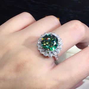 Bague F1377 en Moissanite, taille brillant rond, forme fleur, monture griffe en or blanc, alliance de fiançailles pour femme - Product Image 6