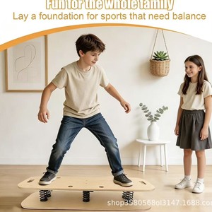 Tabla de equilibrio de madera con resortes para entrenamiento del core, yoga, ejercicio físico en casa, tabla inclinada portátil - Product Image 3