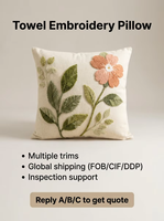 Housse de coussin brodée florale avec fermeture éclair discrète pour canapé-lit, housse de coussin décorative botanique texturée douce pour la maison