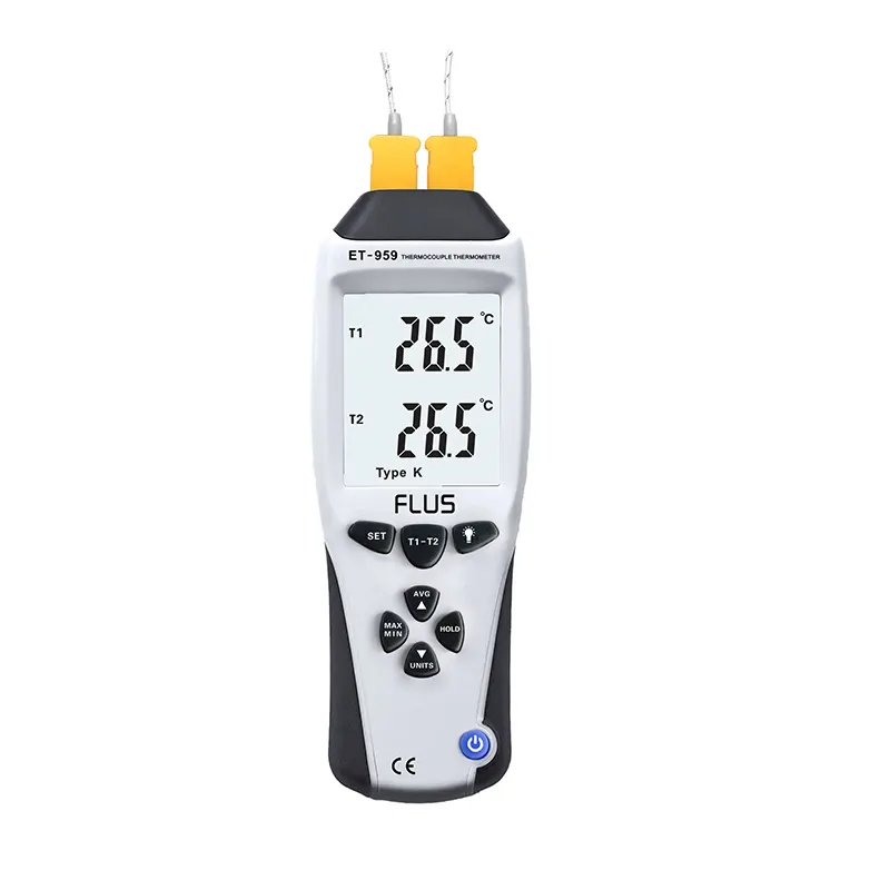 Termometer genggam dan termokopel tipe k, sensor temperatur tampilan ganda, termometer termokopel buatan pabrik