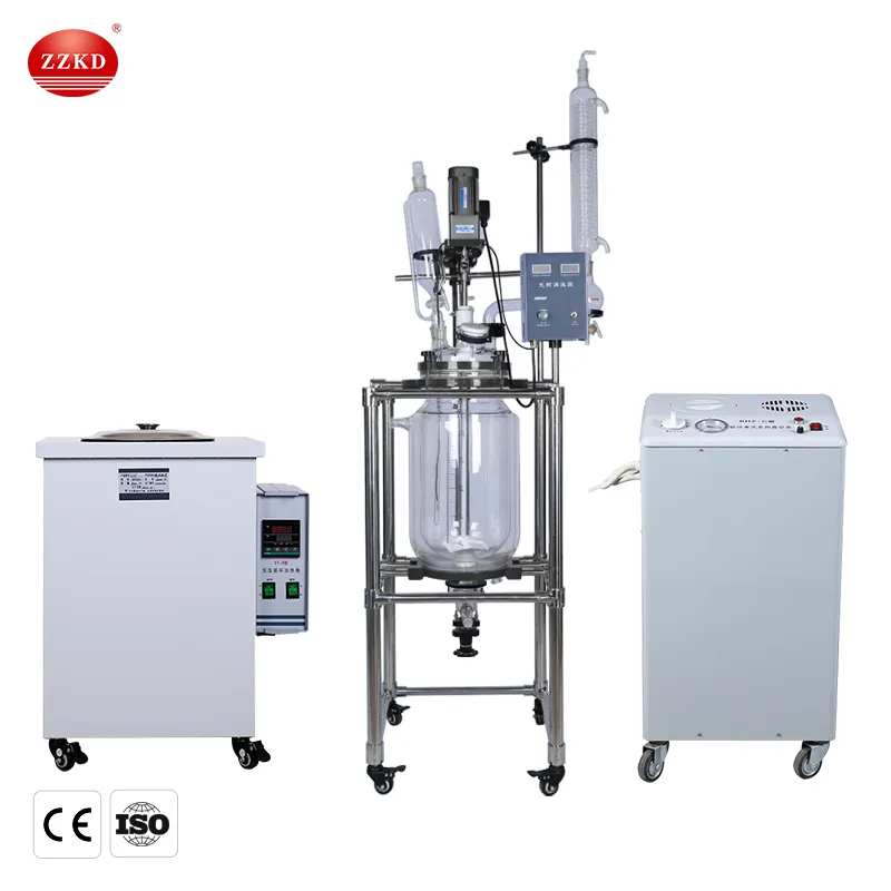  KD  1-100L Double Jacketed Glass Reactor for Reflux and Distillation