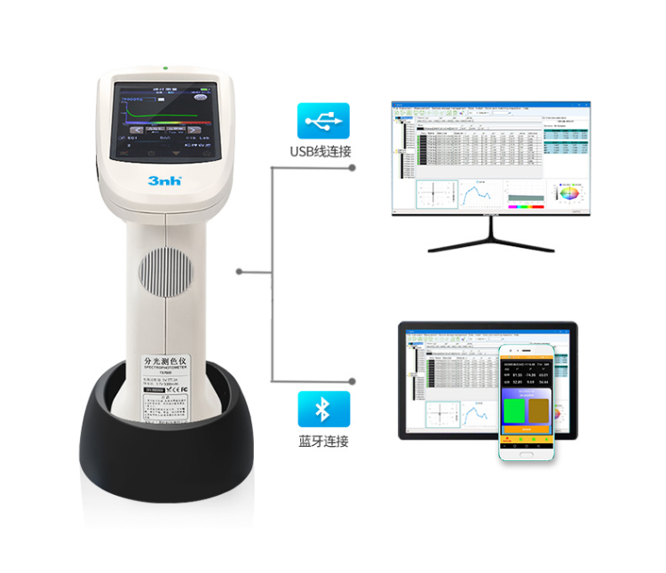 Handheld 3nh Spectrophotometer Colour Spectrum Meter Colorimeter With 5 Apertures