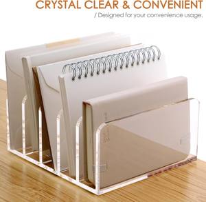 منظم ملفات متعدد الوظائف مخصص من المصنع، صندوق تخزين مكتبي حديث من الأكريليك قابل لإعادة التدوير، رف للبريد والمغلفات بـ 5 أرفف - Product Image 5