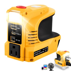 DeWalt 20V バッテリー用パワーインバーター DC 20V から AC 110V/220V バッテリー駆動コンセント USB&Type-C&DC ポート&200LM LED ライト付き - Product Image 1