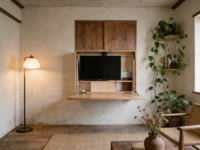 Bureau électrique mural style industriel en contreplaqué, réglable en hauteur, gain de place pour loft, studio et bureau à domicile OEM