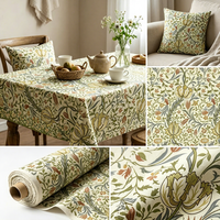 Tissu en toile imperméable imprimé floral William Morris Bule Wild Tulip, personnalisé en usine, pour nappe et décoration de rideaux d'extérieur
