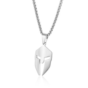 Fearless Spartan Helmet Necklace-18K Gold Plated Stainless Steel Link <b>Chain</b> Pendant for Men | Bold & Rugged Strength Jewelry - Product Image 1