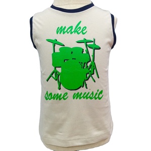 เสื้อกล้ามพิมพ์ลายแขนสั้นสำหรับผู้ชาย คอกลม ผ้าฝ้าย 100% ขนาด 30 ซม. 200 กรัมต่อตารางเมตร ไซส์ 2-8 ปี - Product Image 1
